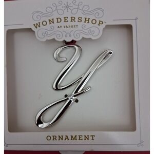 Wonder Shop Target Monogram Ornament Letter Y Silver Tone Holiday Decor New